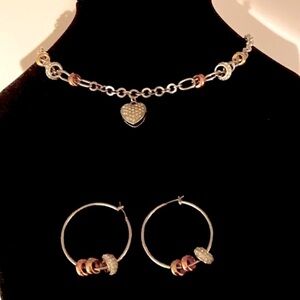 Tri-Toned Necklace & Earrings